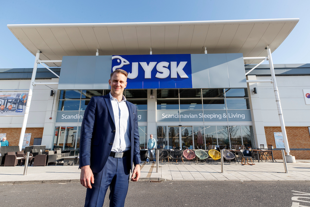 Repro Free: 29/03/2019 
Roni Tuominen, Head of Retail in JYSK Ireland pictured outside the first Irish JYSK store in Naas, Co. Kildare. It is the first of 15 JYSK homewares stores set to open across Ireland over the next two years, with the creation of 200 jobs. www.jysk.ie Picture Andres Poveda
